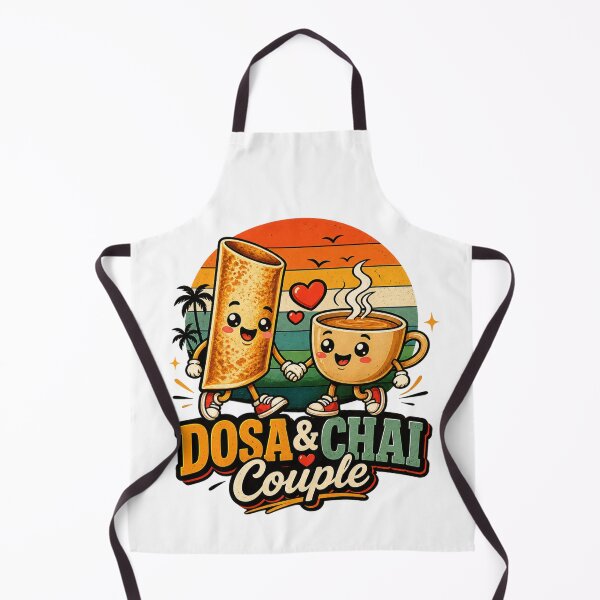 Item preview, Dosa & Chai Couple – Cute Kawaii Indian Food Lover Retro Sunset designed and sold by Globalcitytees.