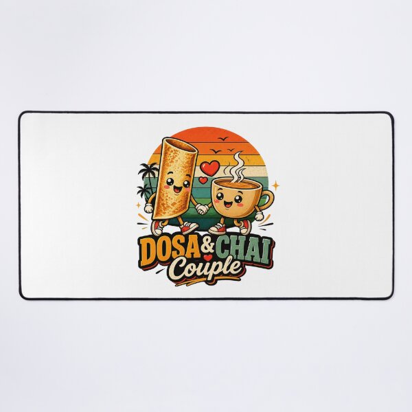 Item preview, Dosa & Chai Couple – Cute Kawaii Indian Food Lover Retro Sunset designed and sold by Globalcitytees.
