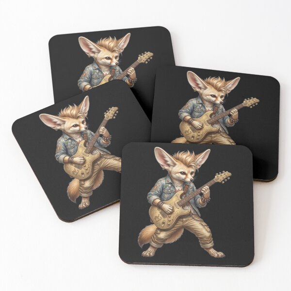Item preview, Fennec Fox Rock Star – Punk Guitar Art designed and sold by Dogandesighn.