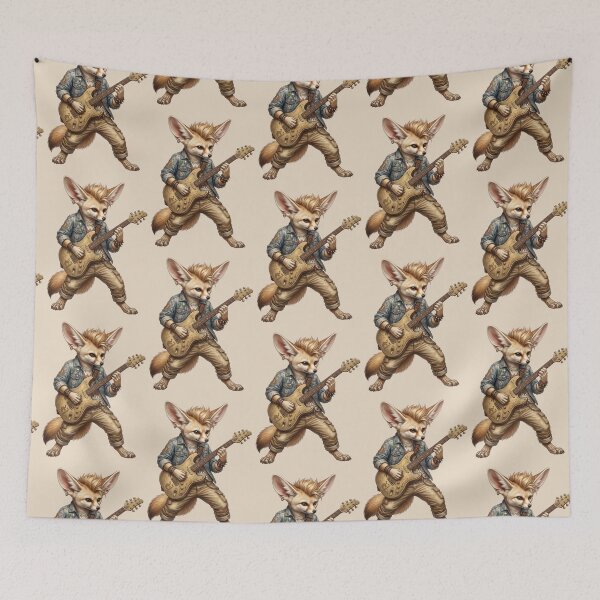 Item preview, Fennec Fox Rock Star – Punk Guitar Art designed and sold by Dogandesighn.