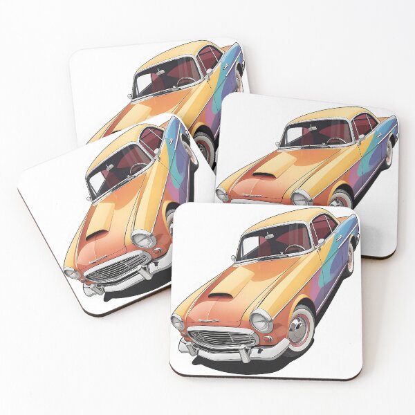 Item preview, Retro Rainbow Classic Car Sticker | Vintage Colorful Coupe Illustration designed and sold by CrystalMineArts.