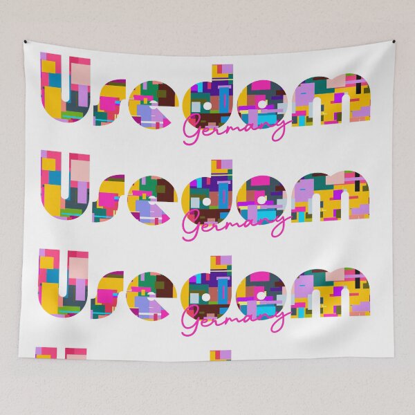 Aperçu de l'œuvre Usedom, Allemagne, art typographique abstrait et vibrant de la ville créée et vendue par Wanderful-roads.