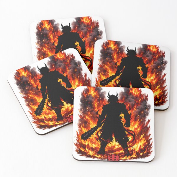 Item preview, Oni Demon Japanese Folklore Silhouette Color Fire Art designed and sold by LainCellJapan.