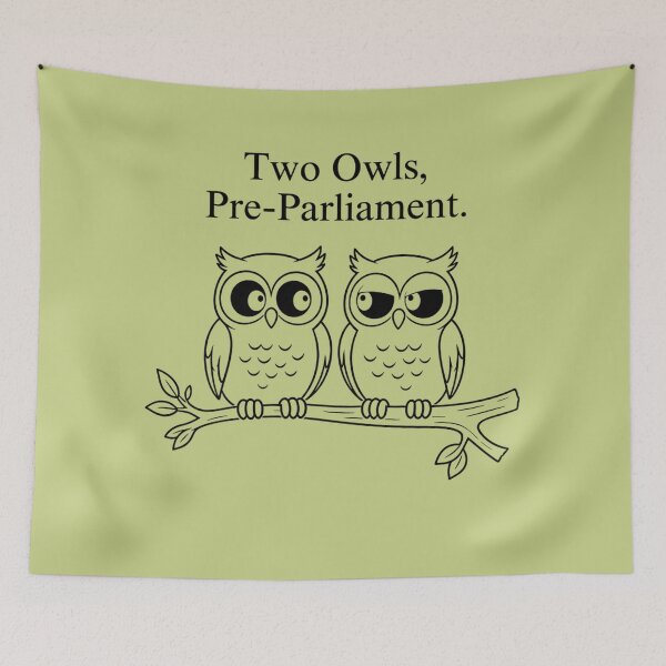 Artikelvorschau, Zwei Eulen Pre-Parliament Lustiges Wortspiel Design entworfen und verkauft von Na-q-sh.