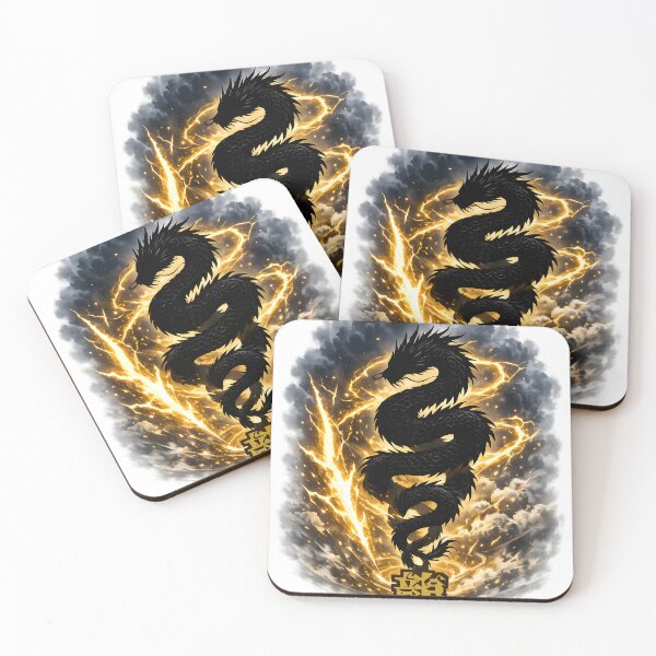 Item preview, Japanese Dragon Ryuu Silhouette Color Lightning Art designed and sold by LainCellJapan.