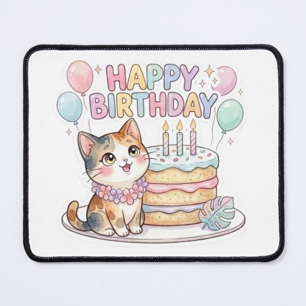 Item preview, Lani the Calico Cat: Tropical Birthday Cake Sticker designed and sold by LaniDigitalNook.