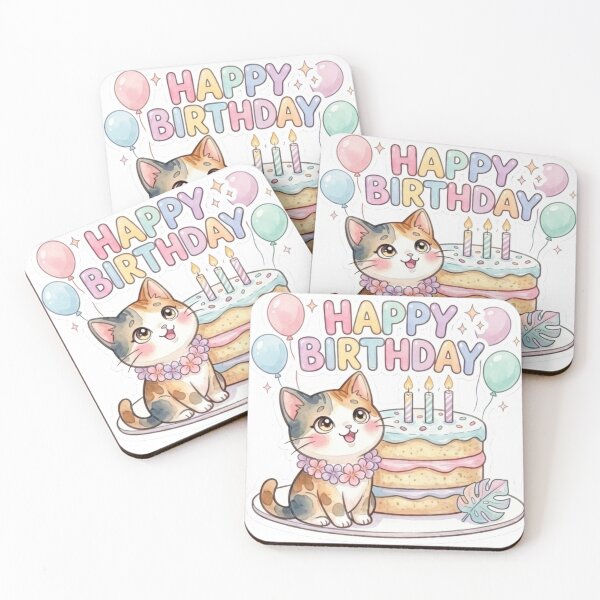 Item preview, Lani the Calico Cat: Tropical Birthday Cake Sticker designed and sold by LaniDigitalNook.