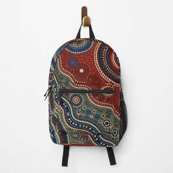 Item preview, Aboriginal Inspired Dot Art - Blue Red Pathways and Circles designed and sold by GrinGalore.