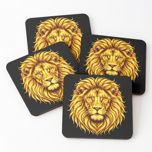 Item preview, Golden Neon Lion King - Majestic Glowing Lion Head Portrait designed and sold by David Brookes Digital.