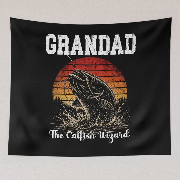 Item preview, Grandad The Catfish Wizard - Vintage Fishing Sunset designed and sold by Jt41.