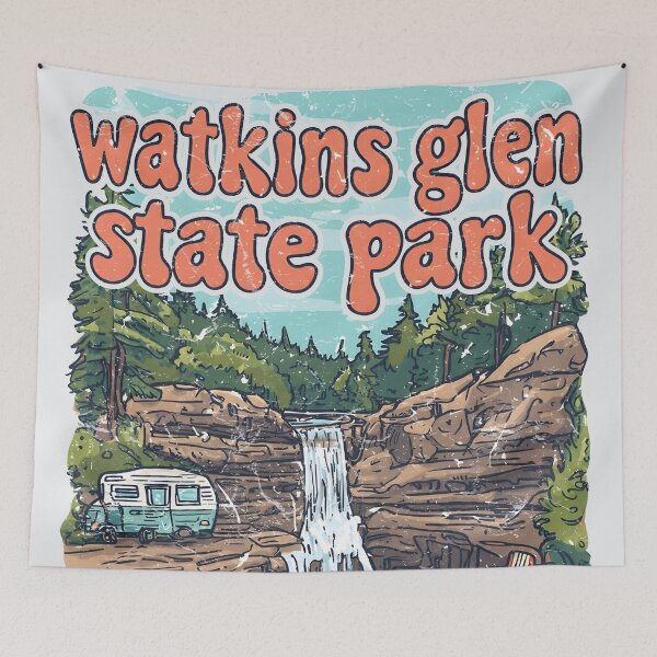 Item preview, Watkins Glen State Park NY Cute Landscape Retro Camper designed and sold by HowToCanadian.