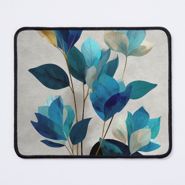 Item preview, Ethereal Blue and Gold Botanical Floral Leaves designed and sold by colorful-white.