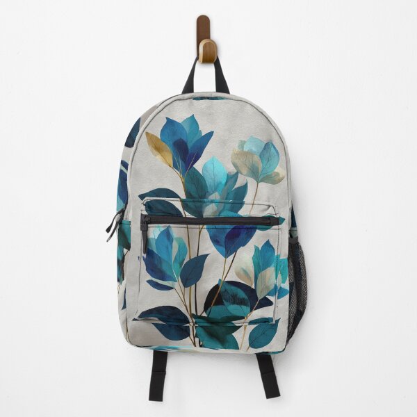 Item preview, Ethereal Blue and Gold Botanical Floral Leaves designed and sold by colorful-white.