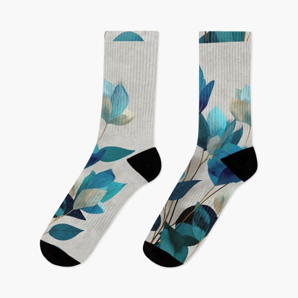 Item preview, Ethereal Blue and Gold Botanical Floral Leaves designed and sold by colorful-white.
