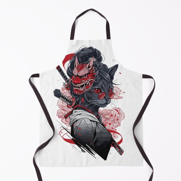 Item preview, Badass Samurai Cat Oni Mask Japanese Katana designed and sold by WelLarsDigitals.