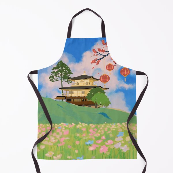 Item preview, Japanese Pavilion Floral Landscape Art - Golden Temple & Cherry Blossom Garden Canvas designed and sold by Trendora Havlais.