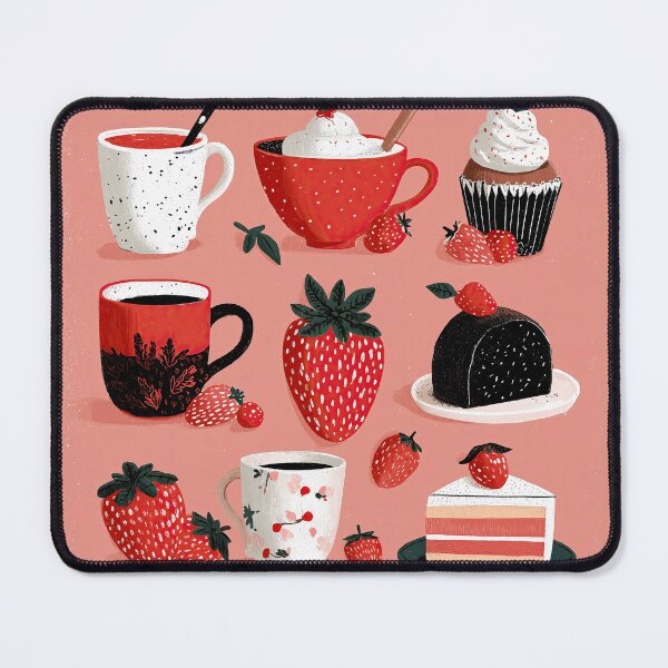 Item preview, Sweet Strawberry Desserts and Coffee Illustration Pattern designed and sold by colorful-white.