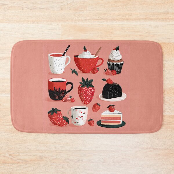 Item preview, Sweet Strawberry Desserts and Coffee Illustration Pattern designed and sold by colorful-white.
