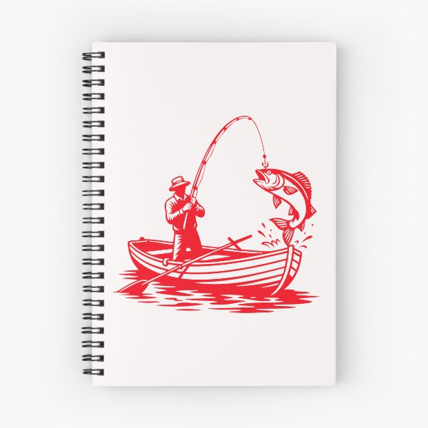 Item preview, Red Fisherman Catching A Large Fish From Boat Illustration designed and sold by 89BLACK.