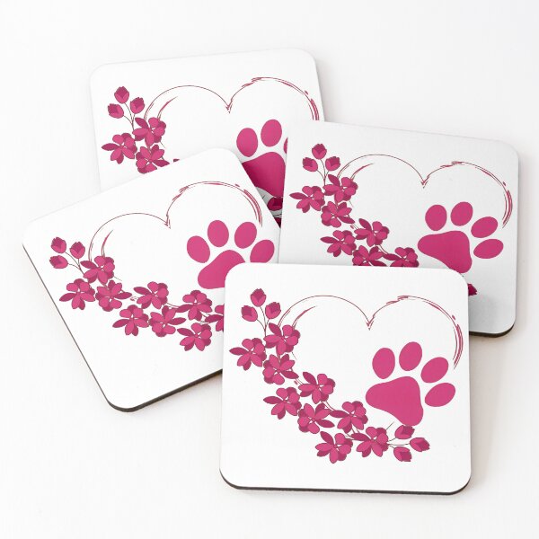 Item preview, Heart Paw Print Floral Love Design Crimson designed and sold by Dmo3HarkoArt.