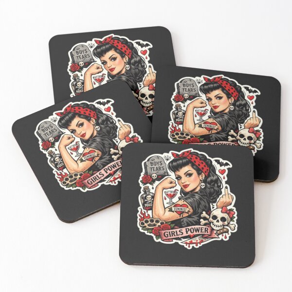 Item preview, Girls Power Gothic Pin-Up Feminist Rockabilly Dark Humor Art designed and sold by Rebel Femme Studio.