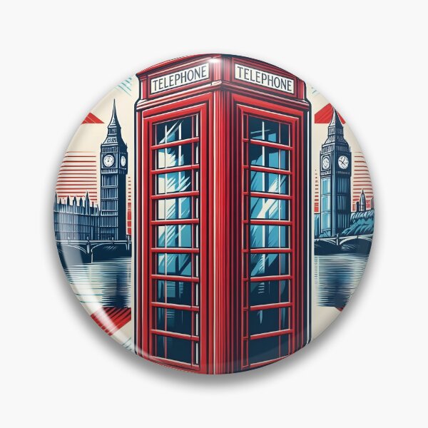 Item preview, London Red Phone Booth and Big Ben Union Jack Skyline Art designed and sold by Sybille-Yates.