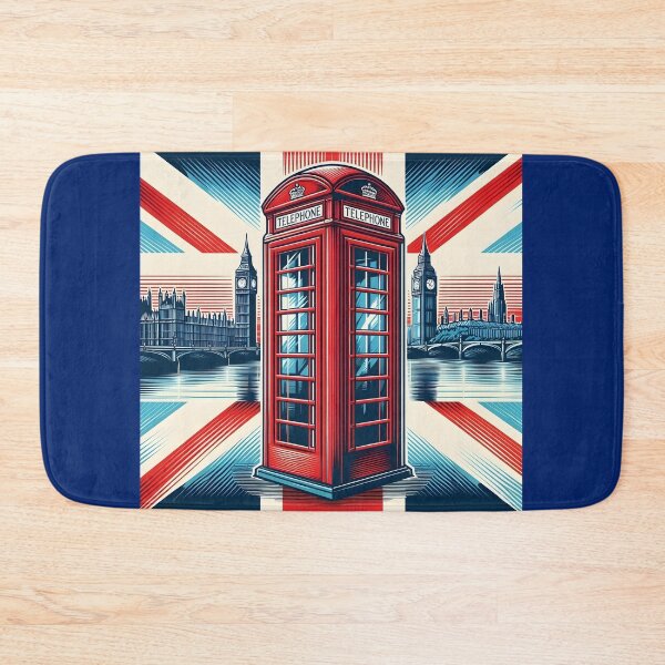 Item preview, London Red Phone Booth and Big Ben Union Jack Skyline Art designed and sold by Sybille-Yates.