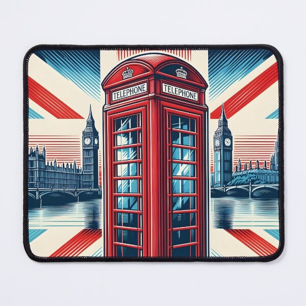Item preview, London Red Phone Booth and Big Ben Union Jack Skyline Art designed and sold by Sybille-Yates.