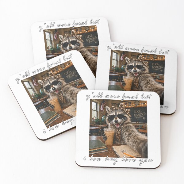 Item preview, Racoon Y_all were Feral But I Low Key Love You Iced Coffee designed and sold by CriseldaBruning.
