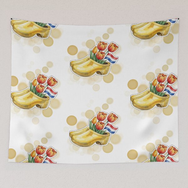 Item preview, Dutch Yellow Wooden Shoes with Tulips Netherlands Cute Design designed and sold by iamKRUK.
