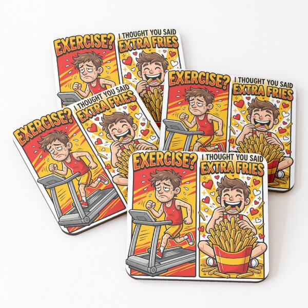 Item preview, EXERCISE? I THOUGHT YOU SAID EXTRA FRIES Food vs Fitness Pun · Bright Pop designed and sold by LuxePrint Society.