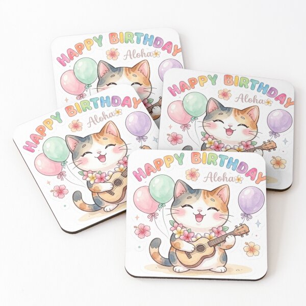 Item preview, Lani the Cat: Aloha Birthday Ukulele Celebration designed and sold by LaniDigitalNook.