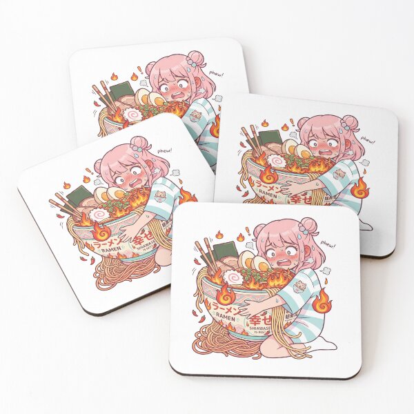 Item preview, Cute Girl Eating Spicy Ramen Fire Challenge Funny Food Humor Kawaii Reaction Design designed and sold by Im-Ara.