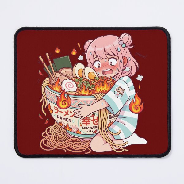 Item preview, Cute Girl Eating Spicy Ramen Fire Challenge Funny Food Humor Kawaii Reaction Design designed and sold by Im-Ara.