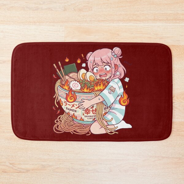 Item preview, Cute Girl Eating Spicy Ramen Fire Challenge Funny Food Humor Kawaii Reaction Design designed and sold by Im-Ara.
