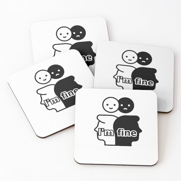 Item preview, I'm Fine - Mental Health Dualism Illustration designed and sold by ANoelleART.