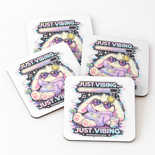 Item preview, Kawaii Chill Bunny - Just Vibing Retro Loading Bar Aesthetic designed and sold by ForestCuties.