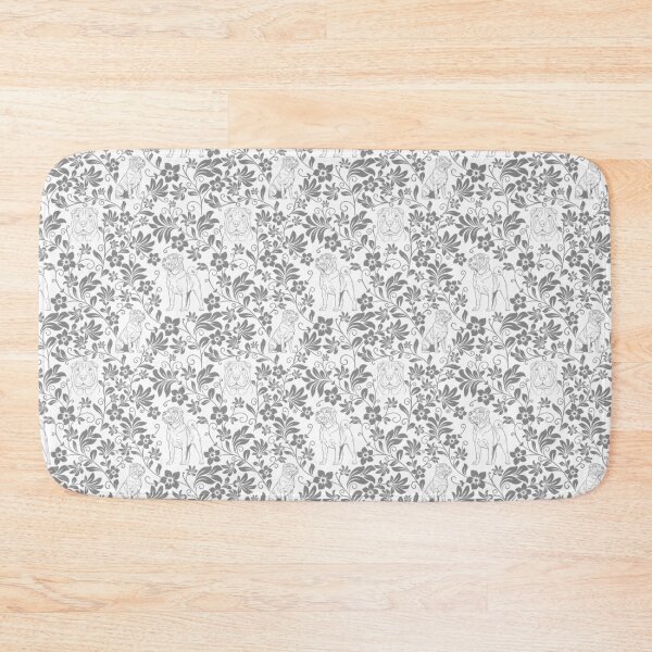 Item preview, Shar Pei Floral Silhouette Pattern | Wrinkly Dog Botanical Design in Grey designed and sold by WildLakePatterns.