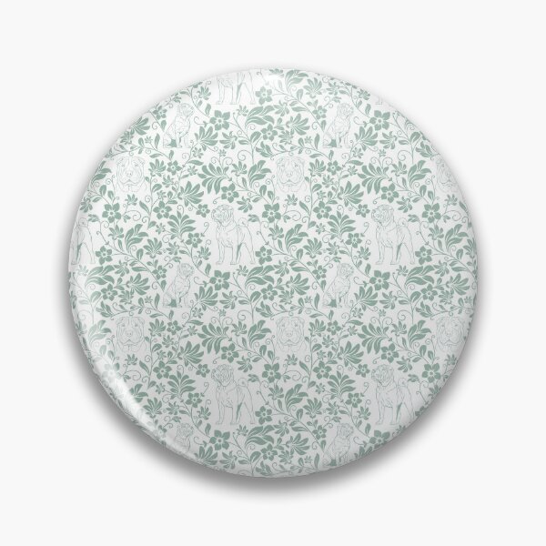 Item preview, Shar Pei Floral Silhouette Pattern | Wrinkly Dog Botanical Design in Green designed and sold by WildLakePatterns.