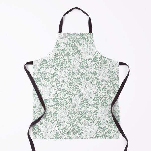 Item preview, Shar Pei Floral Silhouette Pattern | Wrinkly Dog Botanical Design in Green designed and sold by WildLakePatterns.