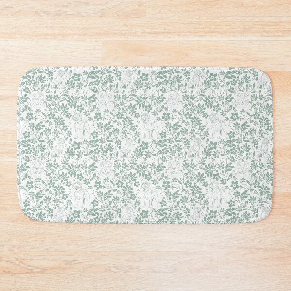 Item preview, Shar Pei Floral Silhouette Pattern | Wrinkly Dog Botanical Design in Green designed and sold by WildLakePatterns.