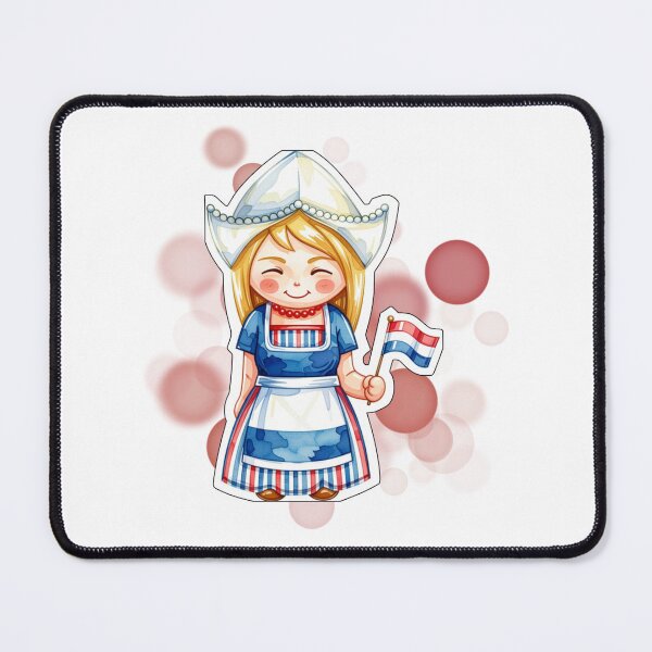 Item preview, Dutch Girl Holding Netherlands Flag Traditional Holland Design designed and sold by iamKRUK.