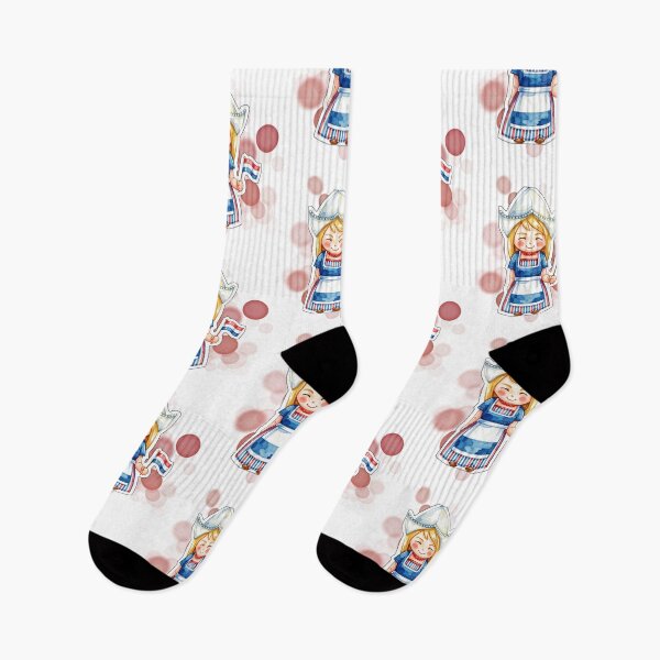 Item preview, Dutch Girl Holding Netherlands Flag Traditional Holland Design designed and sold by iamKRUK.