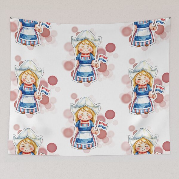 Item preview, Dutch Girl Holding Netherlands Flag Traditional Holland Design designed and sold by iamKRUK.