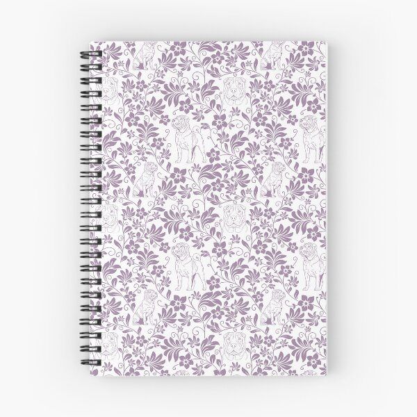 Item preview, Shar Pei Floral Silhouette Pattern | Wrinkly Dog Botanical Design in Lavender designed and sold by WildLakePatterns.