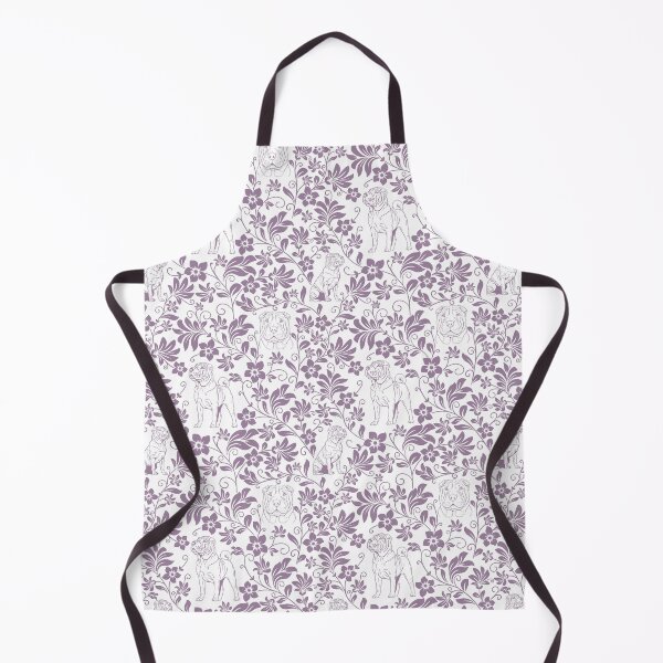 Item preview, Shar Pei Floral Silhouette Pattern | Wrinkly Dog Botanical Design in Lavender designed and sold by WildLakePatterns.
