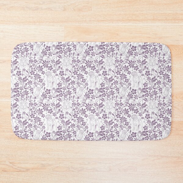 Item preview, Shar Pei Floral Silhouette Pattern | Wrinkly Dog Botanical Design in Lavender designed and sold by WildLakePatterns.