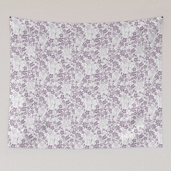 Item preview, Shar Pei Floral Silhouette Pattern | Wrinkly Dog Botanical Design in Lavender designed and sold by WildLakePatterns.