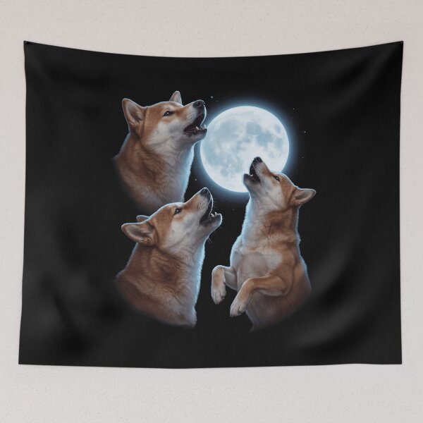 Item preview, Shiba Inu Howling Moon Art Dog Owner designed and sold by TerryConnells.
