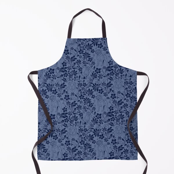 Item preview, Shar Pei Floral Silhouette Pattern | Wrinkly Dog Botanical Design in Blue designed and sold by WildLakePatterns.